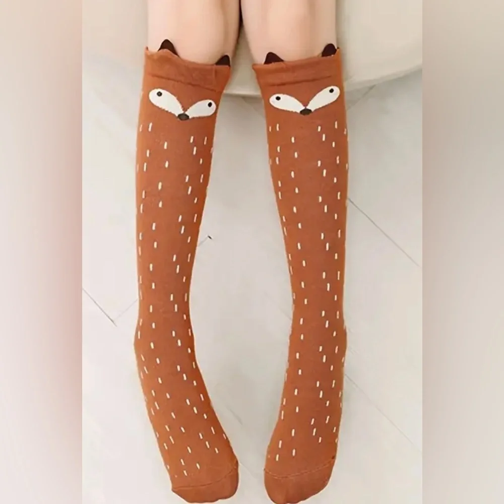 Kids knee high fox socks. 3 to 10 years